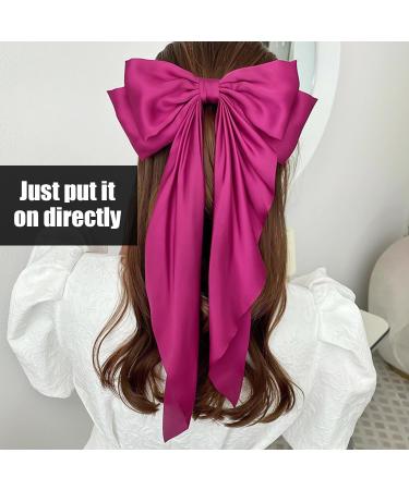 2 Pieces of Large Bow Hair Accessories Women's Bow Hair Clips Silk Long Tail Bow Hair Clips Cheerleading Hair Accessories Bow Crocodile Clips Suitable for Birthdays and Weddings - Buy Online on GoSupps.com