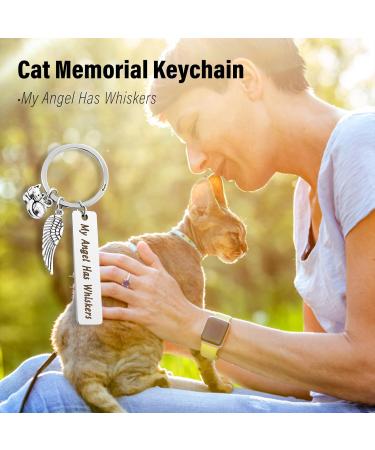 TIESOME Cat Memorial Gift Keychain Loss of Pet Key Chain Pet Loss Sympathy Gifts My Angel Has Whiskers Jewelry Gift Loss of Cat Gift for Cat Pet Lover Women Men - Buy Online on GoSupps.com