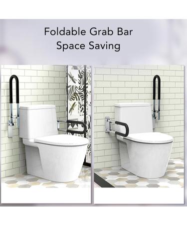Safety Grab Bars Flip Up Foldable 23.6in Long Easy Mounting Thickened Base Shower Grab Bars Aluminium Alloy for Lavatory YC1215B - Buy Online on GoSupps.com