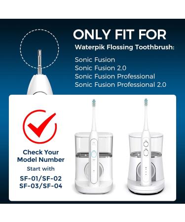 FitMount Toothbrush Replacement Heads - 6 Pack Compatible with WaterPik Sonic Fusion 2.0 | Flossing Brush Head for Water-Pik SF-01 SF-02 SF-03 SF-04 - Buy Online on GoSupps.com