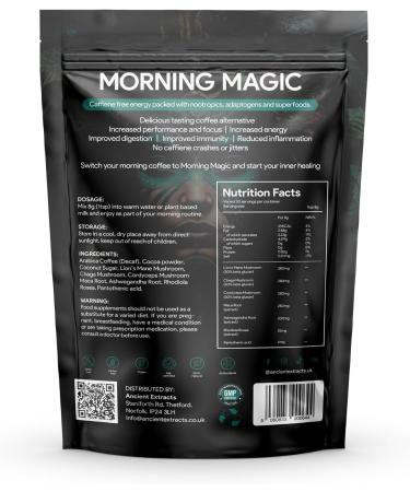 Ancient Extracts Decaf Mushroom Coffee Alternative | Caffeine-Free Blend of Mushrooms and Root Extracts | Lions Mane, Chaga, Cordyceps, Ashwagandha, Maca Root | 240g - Buy Online on GoSupps.com