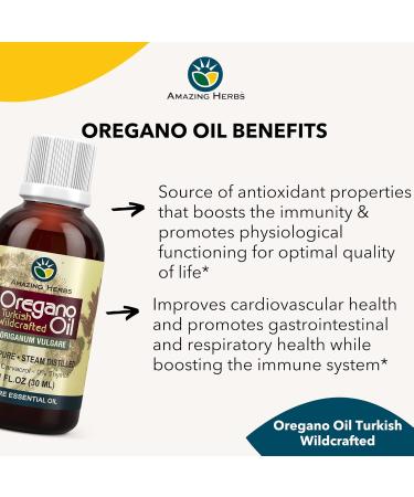 Buy Amazing Herbs Pure Oregano Essential Oil - 100% Pure Oregano Oil for Cardiovascular Gastrointestinal & Respiratory Health - 1 Fl Oz - International Shipping Available - Buy Online on GoSupps.com