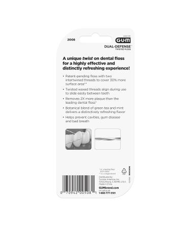 Buy GUM Dual-Defense Twisted Dental Floss - Double Strand Waxed Floss with Green Tea & Mint - 2ct (3pk) | International Shipping Available - Buy Online on GoSupps.com