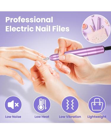 Electric Nail Drill Kit | Professional 20000 RPM E File for Acrylic Nails & Gel | Adjustable Speed Electric Manicure Pedicure Set | Perfect Gift for Beginners & Women - Purple - Buy Online on GoSupps.com