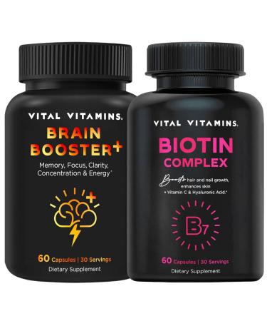 Vital Vitamins Brain Booster Plus + Biotin Complex Capsules