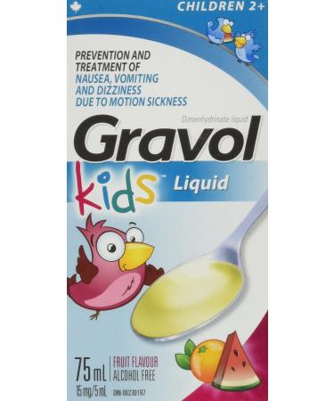 Children's Liquid GRAVOL for Nausea, Vomiting, Dizziness & Motion Sickness Ages 2+ (75ml Size)