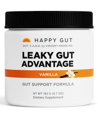 HAPPY GUT Leaky Gut Advantage - Doctor-Formulated Supplement for Discomfort - L-Glutamine N-Acetyl-D-Glucosamine Aloe Vera DGL Zinc - Vanilla Flavor 192g