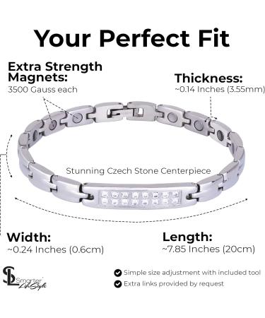 Elegant Magnetic Therapy Bracelet for Women | Titanium & Czech Crystal | Pain Relief for Arthritis & Carpal Tunnel Syndrome - Buy Online on GoSupps.com