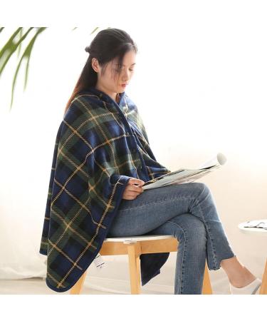 Warm Knee Blanket for Wheelchair - Wearable Thickening Shoulder Shawl with Buttons Doublelayer Extra Wheelchair Shawl for Home Office School Travel