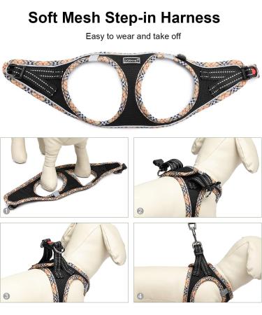 Doramio Dog Harness for Small Dogs & Cats | Reflective Breathable Anti-Pull Leash | Step-In Design | Perfect for Travel | Black Yellow (L) - Buy Online on GoSupps.com