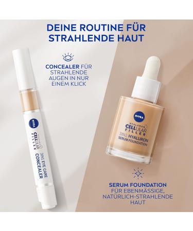 Nivea 3in1 Hyaluron Serum Foundation Dunkel (30 ml) - Anti-Age Moisturizing Foundation for Youthful Skin - Buy Online on GoSupps.com