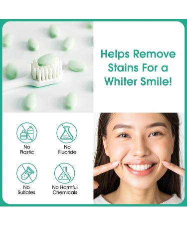 150P Toothpaste Tablets - Nano Hydroxyapatite Travel-Friendly Sensitive Toothpaste Bites for Kids & Adults Spearmint Flavor - Buy Online on GoSupps.com