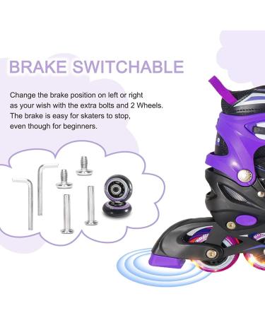 JeeFree 4 Size Adjustable Inline Skate for Kids with Storage Bag - Light Purple Small | Illuminating Roller Blades for Girls, Boys, and Beginners - Buy Online on GoSupps.com