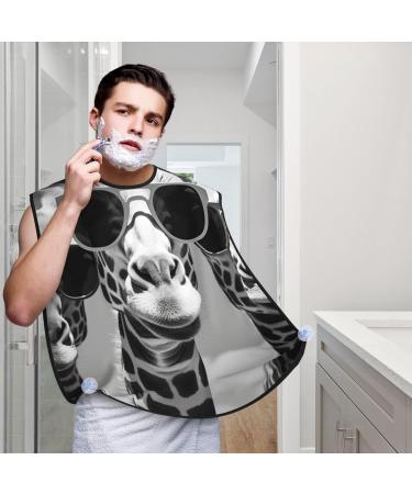 Three Giraffes Print Beard Bib Apron - Non-Stick Men's Hair Catcher for Shaving | Perfect Gift for Men - One Size Black - Buy Online on GoSupps.com