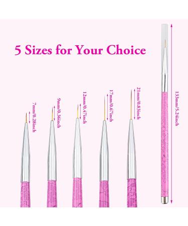 Professional Pink Nail Art Brushes Set - 5 Pcs for Precise and Delicate Nail Designs - Buy Online on GoSupps.com