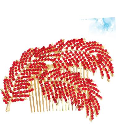 Angoily Pearl Flower Hair Insert Comb Vintage Hair Comb Bridal Hair Clip Rhinestone Bridal Comb Silver Headpiece Hair Accessories Rhinestone for Hair Bride Hair up Wedding Red - Buy Online on GoSupps.com