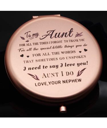 Onederful Aunt Gifts - Compact Pocket Mirror for Aunt from Nephew - Birthday & Mother's Day Ideas - Rose Gold - Buy Online on GoSupps.com