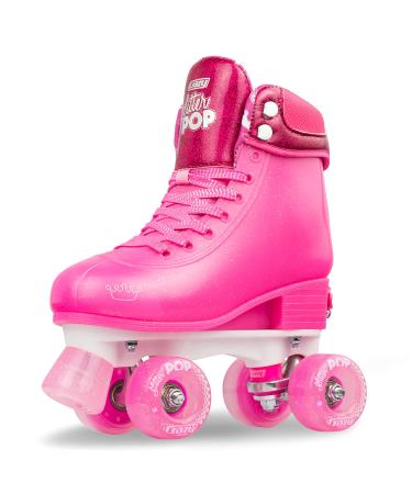 Crazy Skates Adjustable Roller Skates for Girls and Boys - Glitter Pop Collection - Size Adjustable to fit Four Sizes Pink MEDIUM | US Mens 3-6 | US Ladies 3-6 | EU 35-38