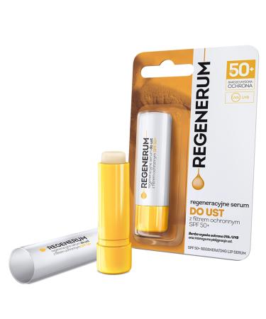 Regenerum - SPF 50+ Regenerating Lip Serum - Sunscreen and Conditioner Hydrating and Nourishing Vitamin E Prevents Dryness and Pigment Loss - 5g Lip Serum SPF 50+