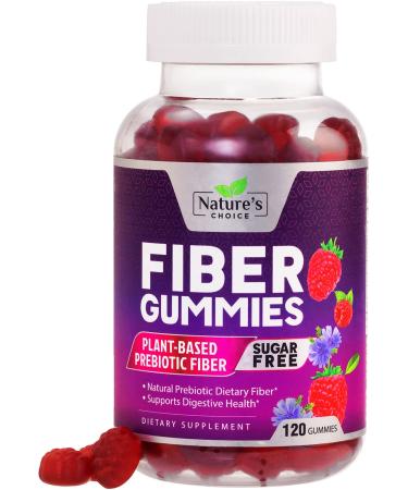 Fiber Gummies for Adults Sugar Free Daily Prebiotic Fiber Supplement & Digestive Health Support - Supports Regularity & Digestive Health Nature's Plant Based Non-GMO Berry Flavor - 120 Gummies 60.0 Servings (Pack of 1)