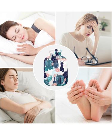 Hot Water Bottle with Cactus Flowers Cover - 2L Pain Relief & Bed Warmer - Buy Online on GoSupps.com