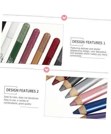 OHPHCALL 12pcs Pearlescent Pencil Eye Shadows Colored Eyeliners Glitter Eyeliner Wood 12.5X0.5cm Assorted Color - Buy Online on GoSupps.com