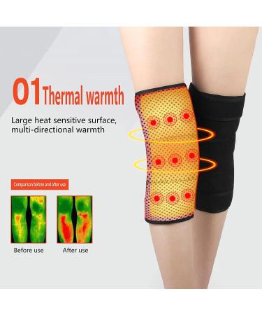 Haozzaw Self Heating Knee Pad 2 Pcs - Magnetic Heat Knee Brace for Pain Relief | Arthritis Meniscus Support for Joint Pain - Black - Buy Online on GoSupps.com