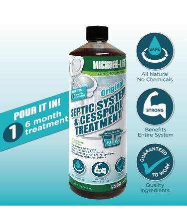 6-Month Supply Septic Tank Treatment Enzymes - 32oz Original Formula for Grease, Fats, Oils, and Tissue - Buy Online on GoSupps.com