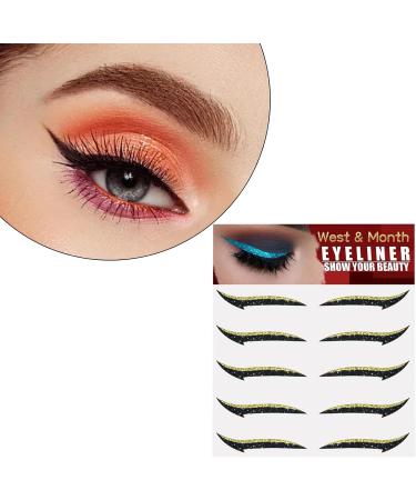 Esquirla 5 Pair of Eye Line Strip Sticker Eye Makeup Tool Waterproof Glitter Eyeliner Stickers for Daily Wear Weddings Eyes Dress up Parties Women Gold - Buy Online on GoSupps.com