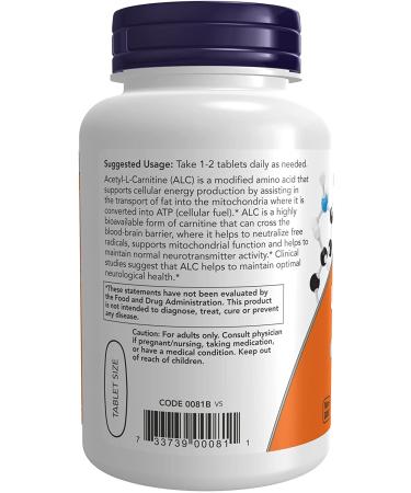 Now Foods Acetyl-L Carnitine 750 mg - 90 Tablets for Energy & Focus - Buy Online on GoSupps.com