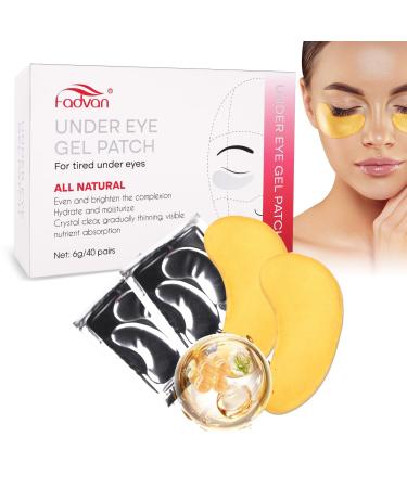 FADVAN Anti Dark Circles Eye Patches 40 Pairs Hydrogel Collagen Eye Patches with Hyaluronic Acid AntiAging Moisturizer Gold NJGold