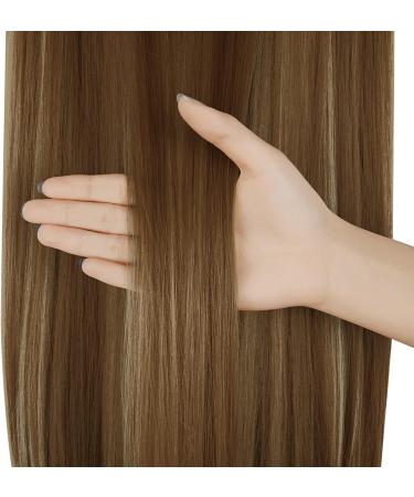 22 Ginger Brown Mix Bleach Blonde Straight Halo Hair Extension - Heat Resistant Synthetic Fiber - 4.4 Oz - No Clip - OMRREAT - Buy Online on GoSupps.com