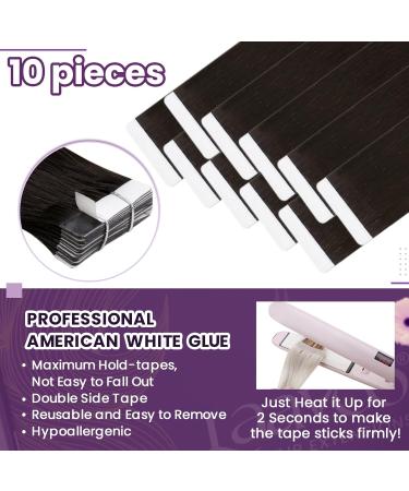 LAAVOO Seamless Real Hair Extensions - Dark Brown 35cm Tape-In 25g 10 Pcs | Remy Human Hair Skin Weft - Buy Online on GoSupps.com