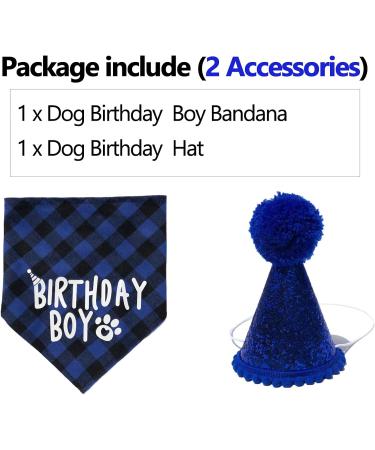 Dog Birthday Bandana Boy Dogs Birthday with Hat Pets Birthday Party Supplies for Medium Large Puppy Dog Birthday Party Outfits Blue - Buy Online on GoSupps.com