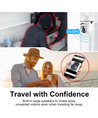 SYMYNELEC Light Bulb Security Camera 2K  2.4GHz Wireless WiFi Light Socket Security Cameras  360 Pan/Tilt Smart Lightbulb Cam Human Motion Detection Alarm Color Night Vision Works with Alexa Google White 1Pack(No SD Card) - Buy Online on GoSupps.com