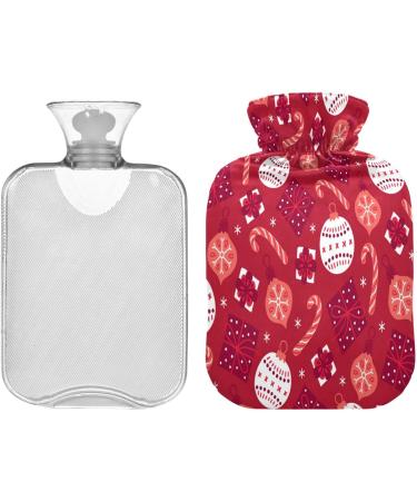 Christmas Ball Candy Snowflake Hot Water Bottle - 2L Fleece Cover for Hot & Cold Compress | International Shipping - Buy Online on GoSupps.com