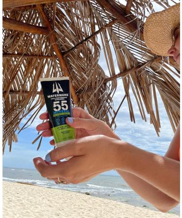 Watermans Mineral SPF 55 Zinc Sunscreen | Aqua-Armor Broad Spectrum for Face and Body | Reef Safe, Water Resistant Formula - Buy Online on GoSupps.com