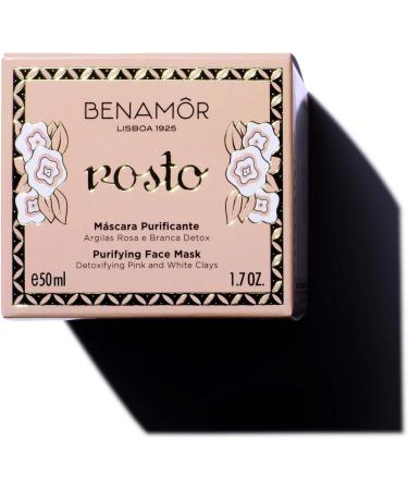 BENAM R Benam r Rosto Cleansing detox facial mask with white and pink clay with organic rose extract without parabens vegan 98 natural ingredients 50 ml can - Buy Online on GoSupps.com