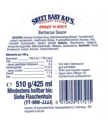 Sweet Baby Ray's BBQ Sauce 5-Pack (5 x 425ml) | Authentic American Grill Sauce with Smoky Flavor | International Shipping Available - Buy Online on GoSupps.com