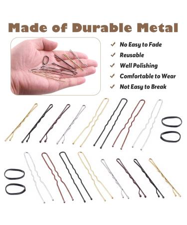 Wohap 420-Piece Bobby Pins & U-Shaped Hairpins Set with Mini Elastic Ties - Perfect for Women's Daily Hairstyles & Braids - Brown/Black/Gold/Silver - Buy Online on GoSupps.com