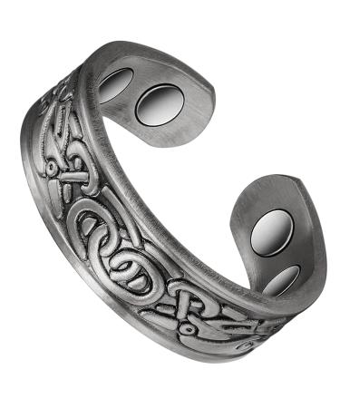 Wollet Magnetic Copper Ring for Arthritis Women/Men Adjustable Healthy Silver Design (CPR-0915S) - Buy Online on GoSupps.com