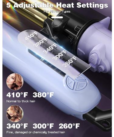 Professional 1 Inch Rotating Curling Iron - Titanium Auto Hair Curler with Long Barrel, 5 Temps, 1H Auto Off - Dual Voltage & Anti-Scald Purple - Buy Online on GoSupps.com