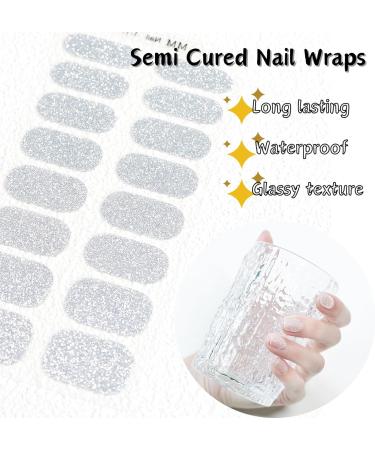 16PCS Semi Cured Gel Nails Gel Nail Stickers - Semi Cured Gel Nails Strips - Semi Cured Gel Nail Wraps - Glossy & Long Lasting Gel Nail Stickers Need UV Light (White Flash Style) - Buy Online on GoSupps.com