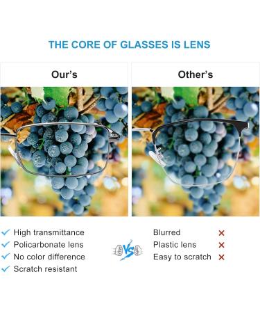 Metal Reading Glasses for Men & Women - Blue Light Blocking (Gun Metal 2.5x) | International Shipping - Buy Online on GoSupps.com