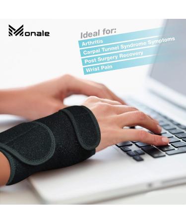 MONALE Carpal Tunnel Wrist Brace - Night & Day Support for Tendonitis, Arthritis - Removable Splint, Adjustable Straps - Black Left Hand - 1 Count - Buy Online on GoSupps.com