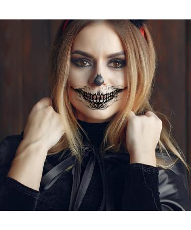 Halloween Face Makeup Stickers: 4 Pairs Eye Shadow & Skeleton Mouth Tattoos - Buy Online on GoSupps.com