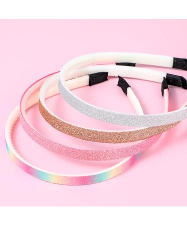 WLLHYF Glitter Headband 4pcs Plastic Sparkly Cute Non Slip Chunky Hairbands Thick Bling Confetti Rainbow Hair Bands with Teeth Little Girls Colorful Hair Accessories (Solid color - black tail) - Buy Online on GoSupps.com