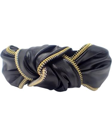 Topkids Accessories Leather Zip Knot Alice Bands Adult Women Hair Accessories for Women Hair Bands for Women Thick Headband Womens Headbands Head Bands Adult Women Wide Headbands (Black) - Buy Online on GoSupps.com