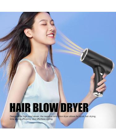 Negative Ionic Hair Dryer - 100W Portable Blow Dryer Fast Drying & Low Noise - Rechargeable 1200mAh for Home & Travel - Professional Black Hair Dryer - Buy Online on GoSupps.com