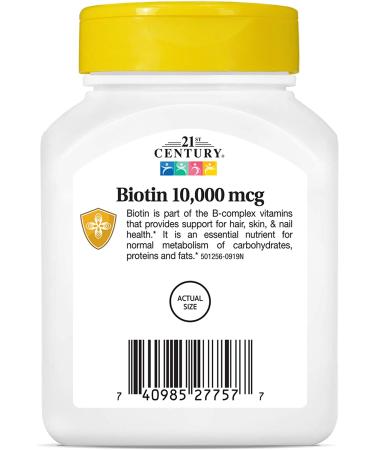 21st Century Biotin 10000 mcg - 120 Tablets for Healthy Hair, Skin & Nails - Buy Online on GoSupps.com